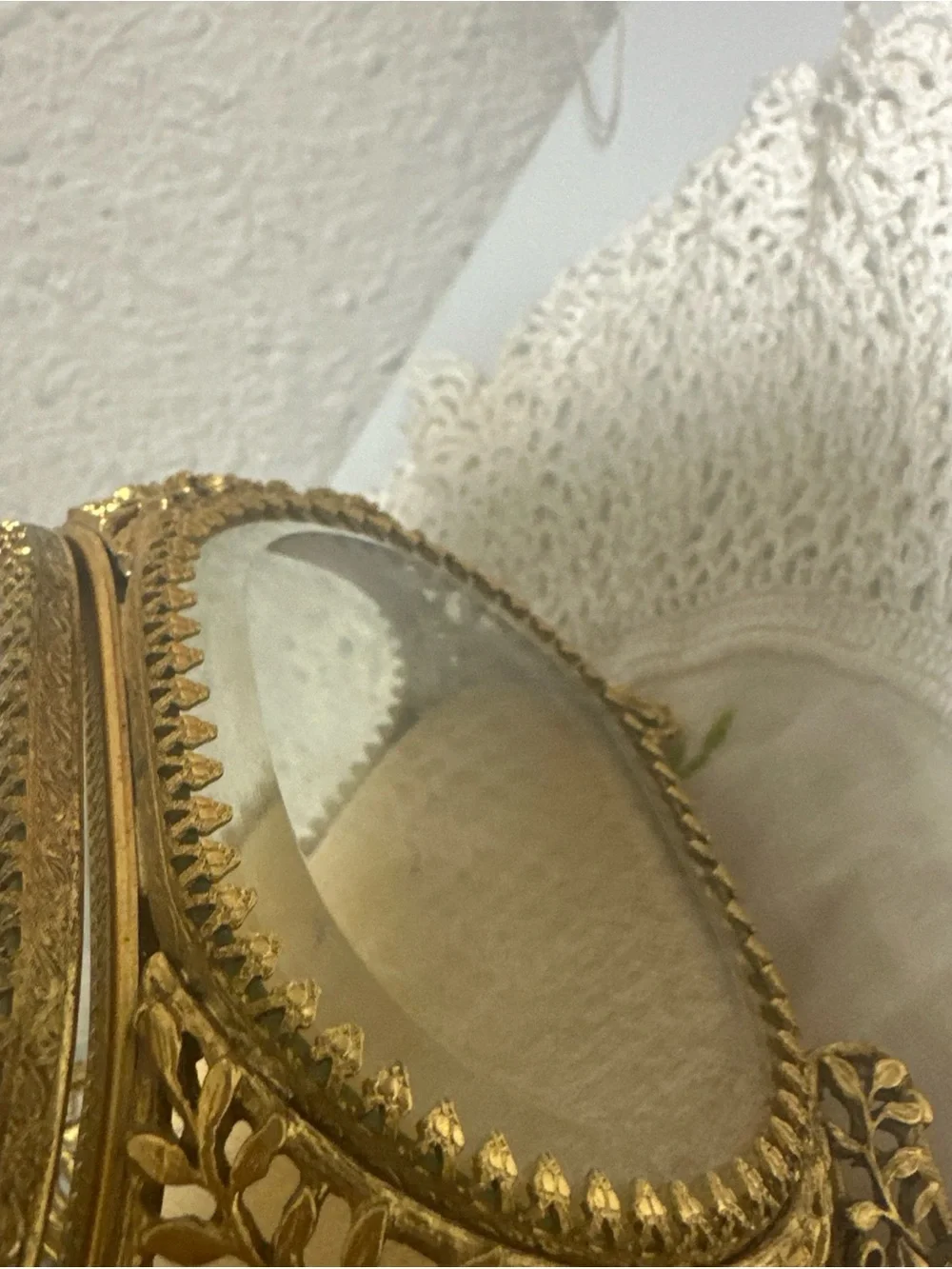Gold Glass Jewelry Trinket Box - Elegant Decorative Jewelry Case